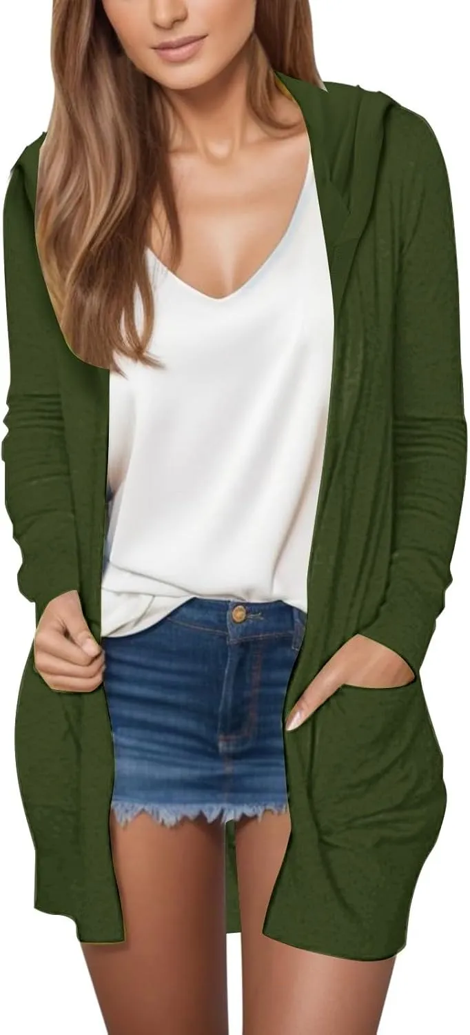 Womens Cardigans 2024 Summer Lightweight Long Sleeve with Pockets Plus Size Casual Comfy Thin Open Front Cardigan