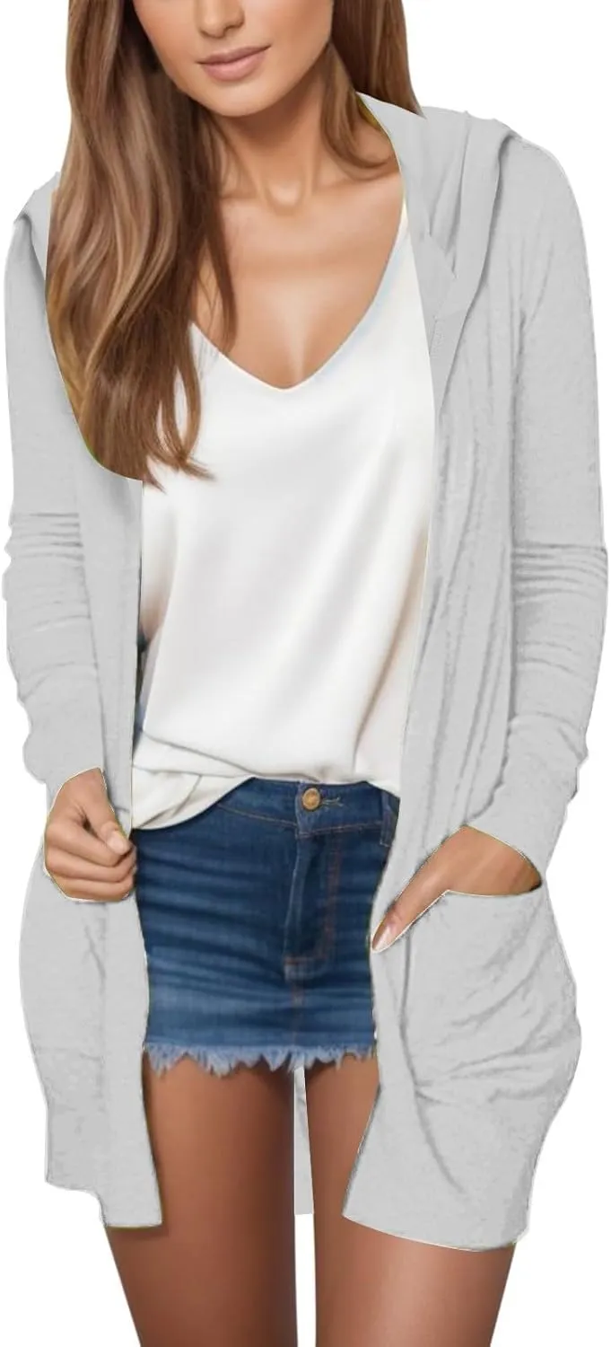 Womens Cardigans Summer Lightweight Long Sleeve with Pocket 2024 Plus Size Casual Trendy Thin Open Front Cardigan