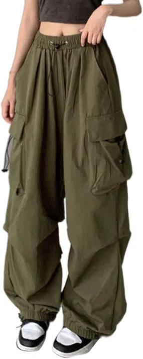 Womens Cargo Sweatpants with Pockets Hop Joggers Sweatpants Drawstring Casual Loose Wide Leg Casual Comfy Soft with