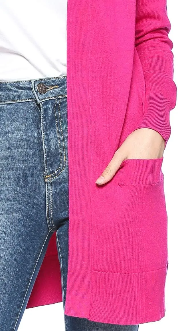 Womens Light Weight Open Front Long Cardigan with Pockets