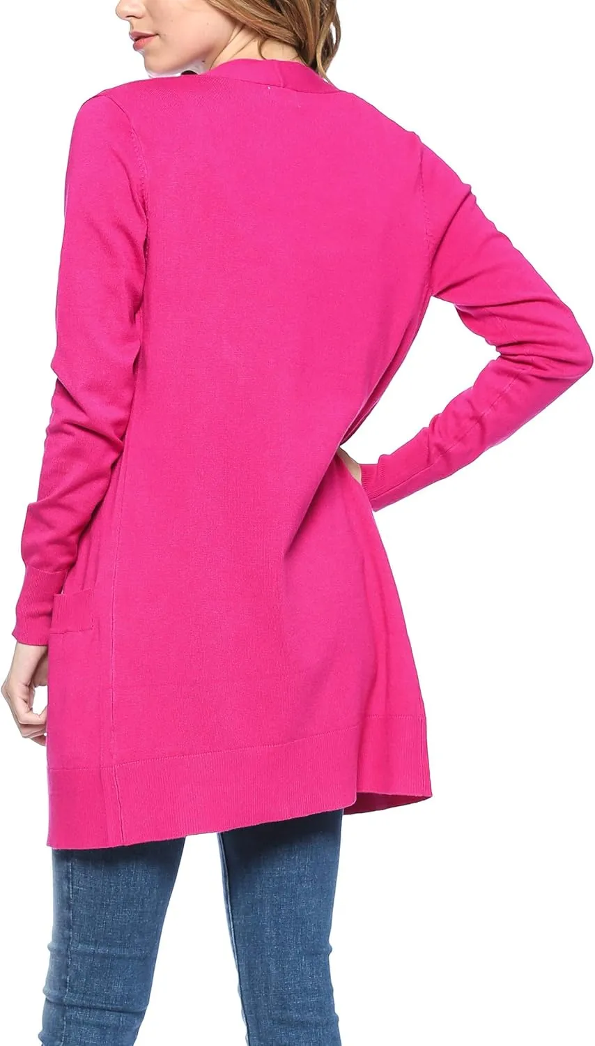 Womens Light Weight Open Front Long Cardigan with Pockets