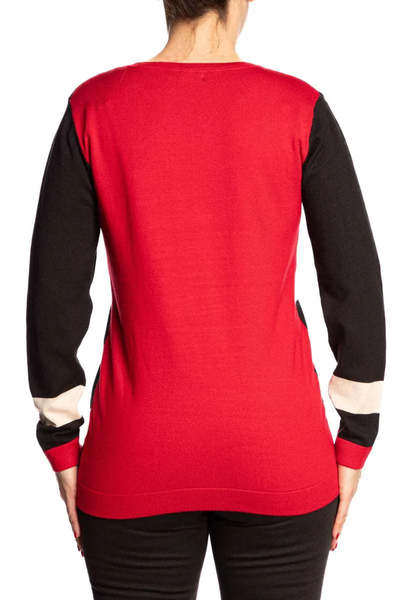 Women's Sweater Red and Black Quality Knit Fabric - Sizes Small to XX Large