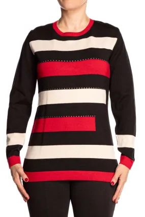 Women's Sweater Red and Black Quality Knit Fabric - Sizes Small to XX Large
