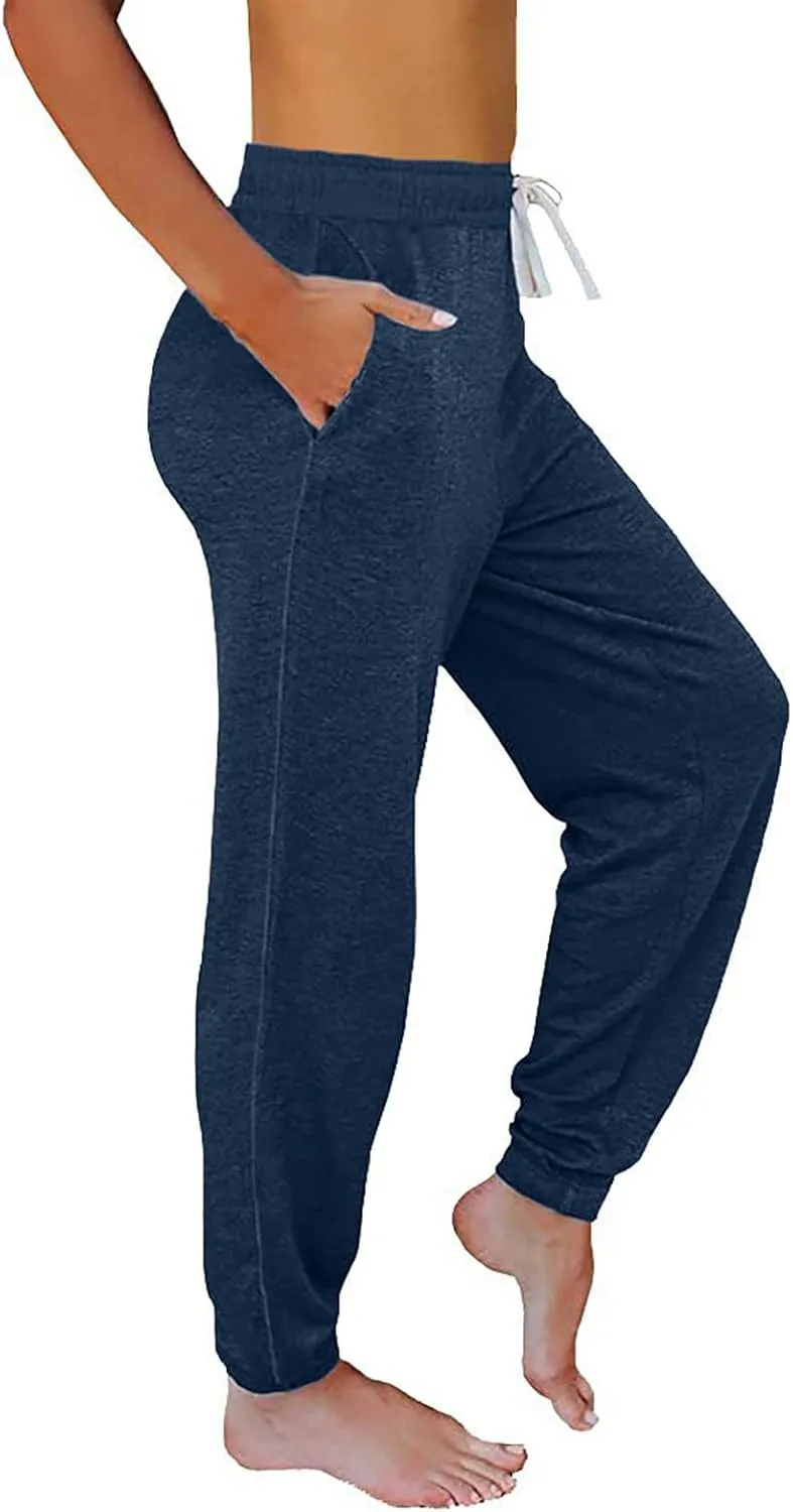 Womens Sweatpants with Pockets Track Joggers Drawstring Elastic Waist Pants Soft Jogger Sweatpants Lounge Pajama Pants