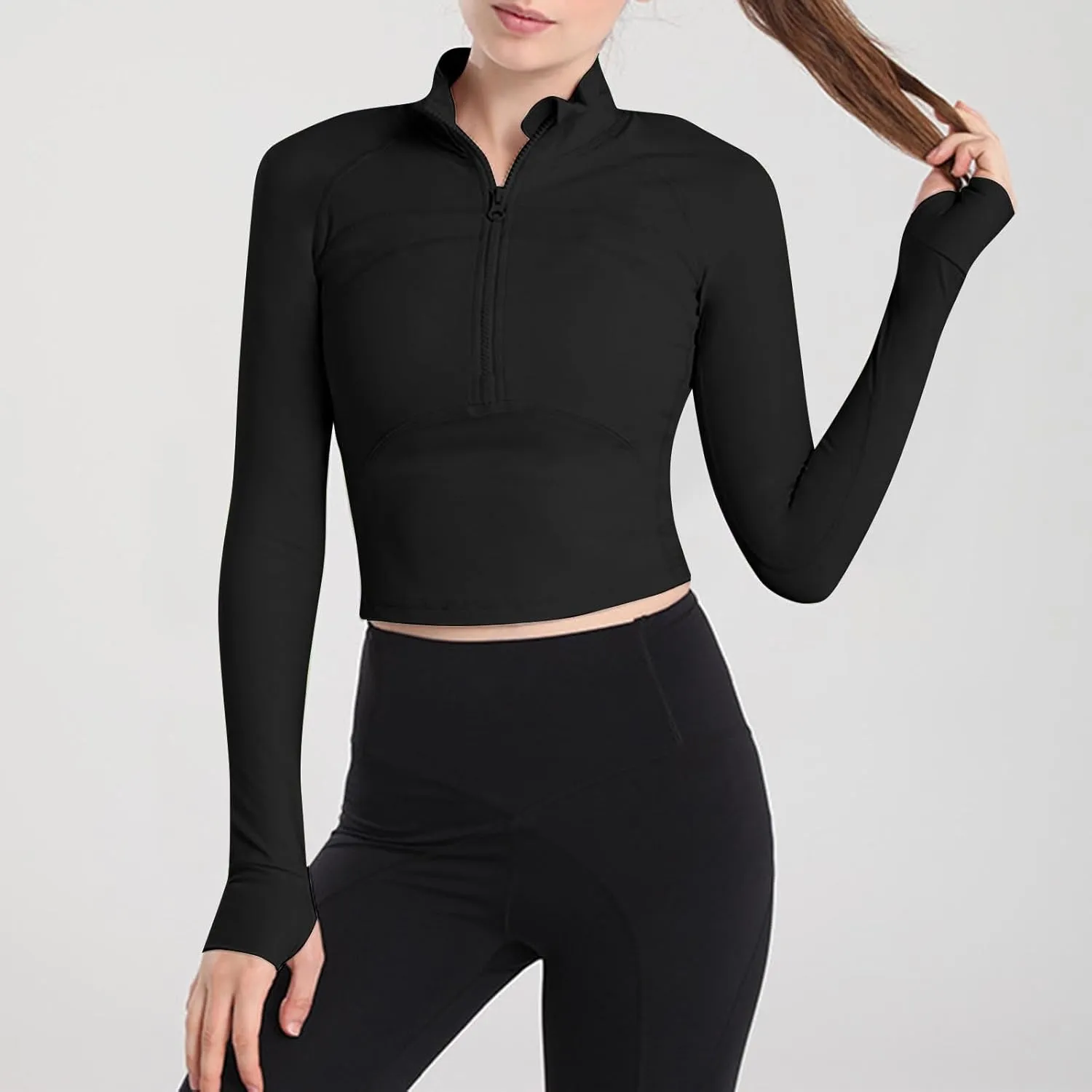 Women's Workout Jacket Lightweight Zip Up Yoga Jacket Cropped Athletic Slim Fit Tops Comfy Quick Dry Hiking Tops