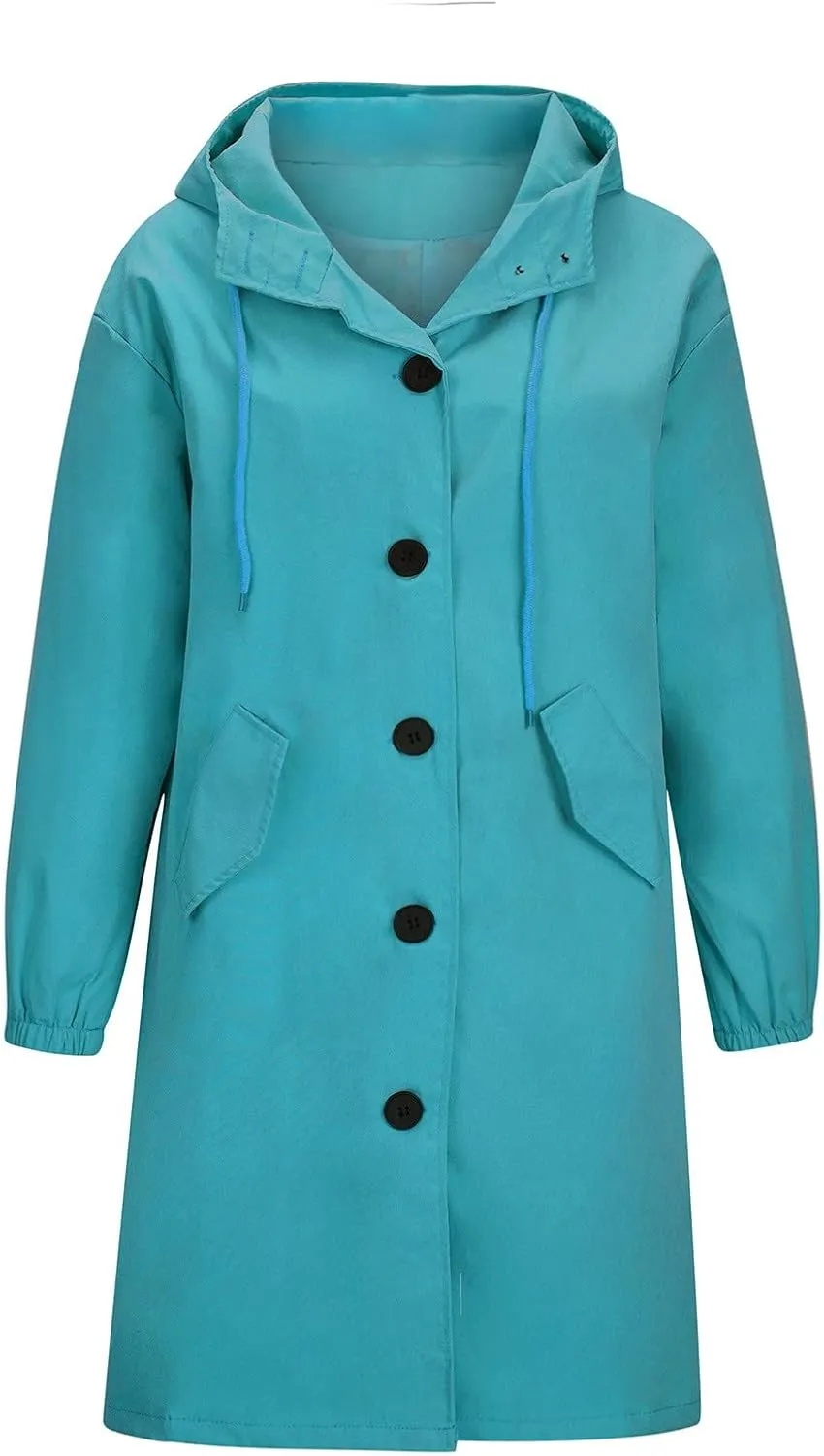 XUNRYAN Women's Windbreaker Waterproof Lightweight Rain Jacket Active Outdoor Hooded Raincoat Light Thin Maxi Long Coat